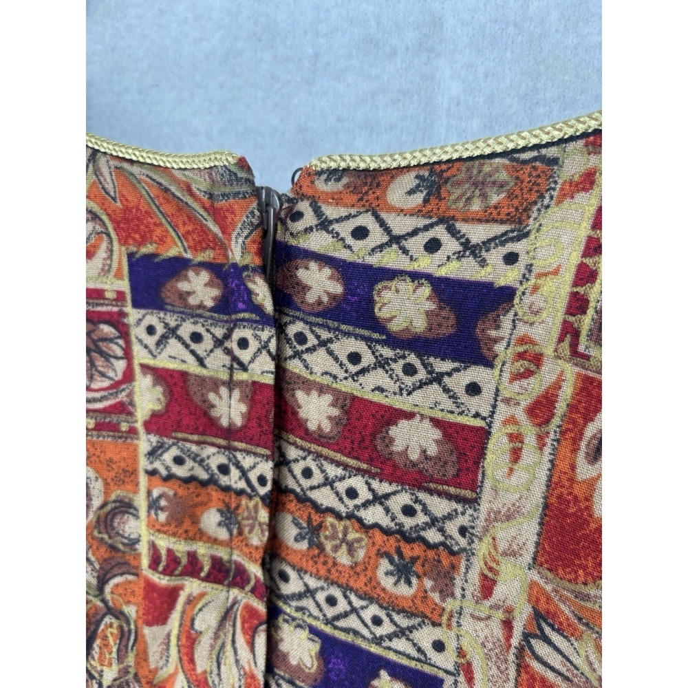 Vtg E Style Spiegel Jacquard Women's Sz 24 Top Gold Cord Trim Boxy Fit Zip Boho - Picture 10 of 12
